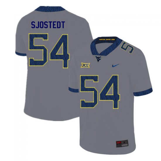 Men's West Virginia Mountaineers NCAA #54 Eric Sjostedt Gray Authentic Nike 2019 Stitched College Football Jersey HX15O73EB